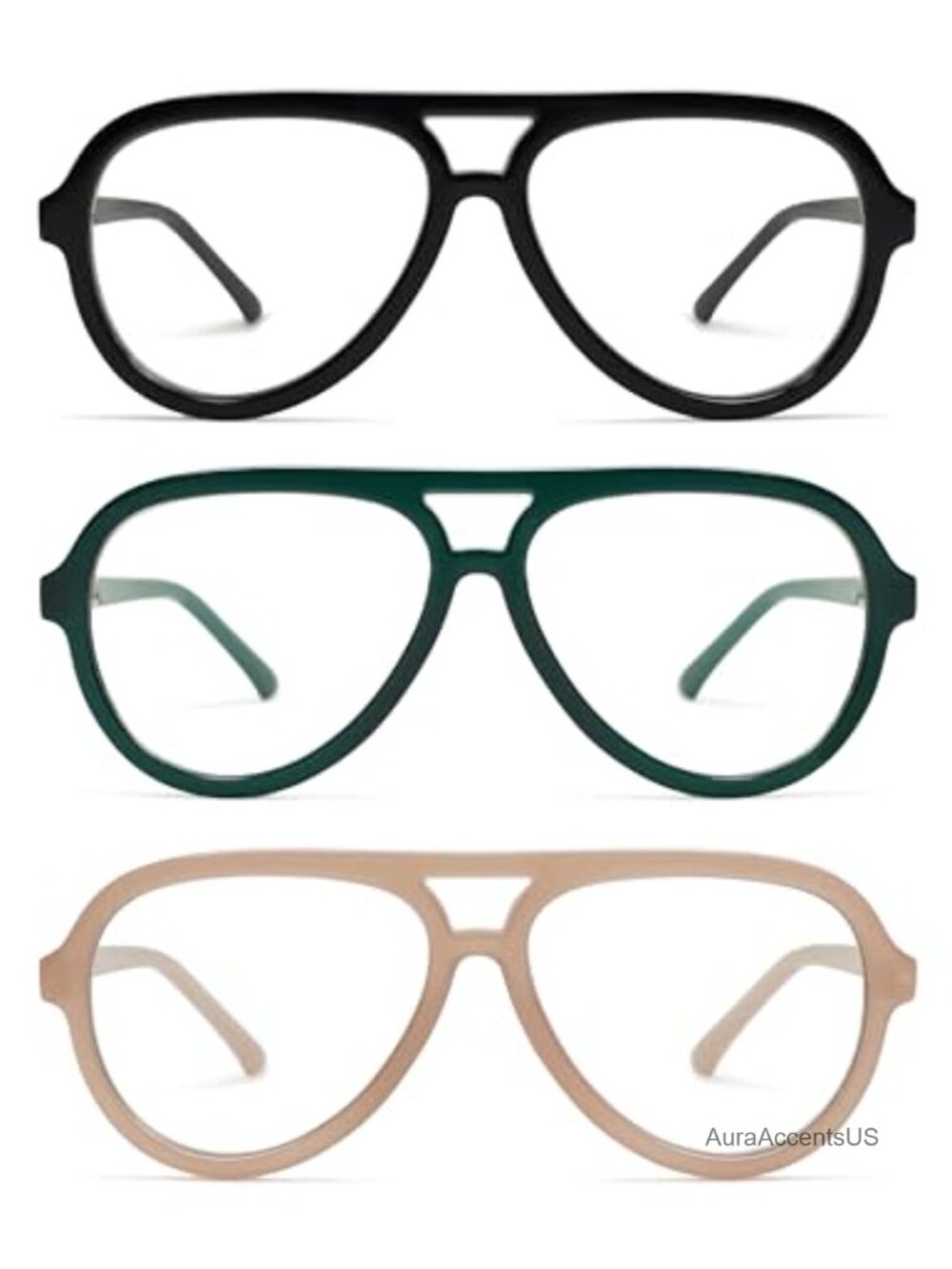 Oversized Aviator Reading Glasses 3 Pack Blue Light Blocking Spring Hinges